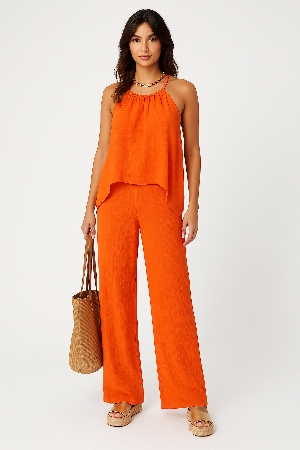 Dames Set Comfy Tweedelig met Drapeer Top en Broek 8