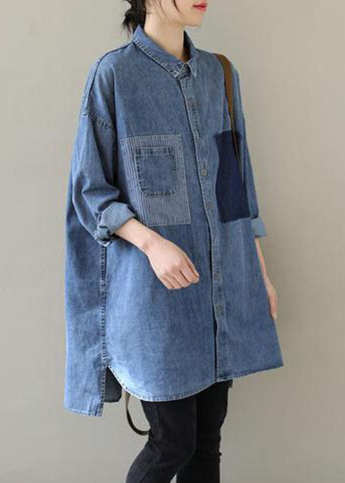 Dames Spijkerblouse met Peter Pan-kraag Casual Style 3
