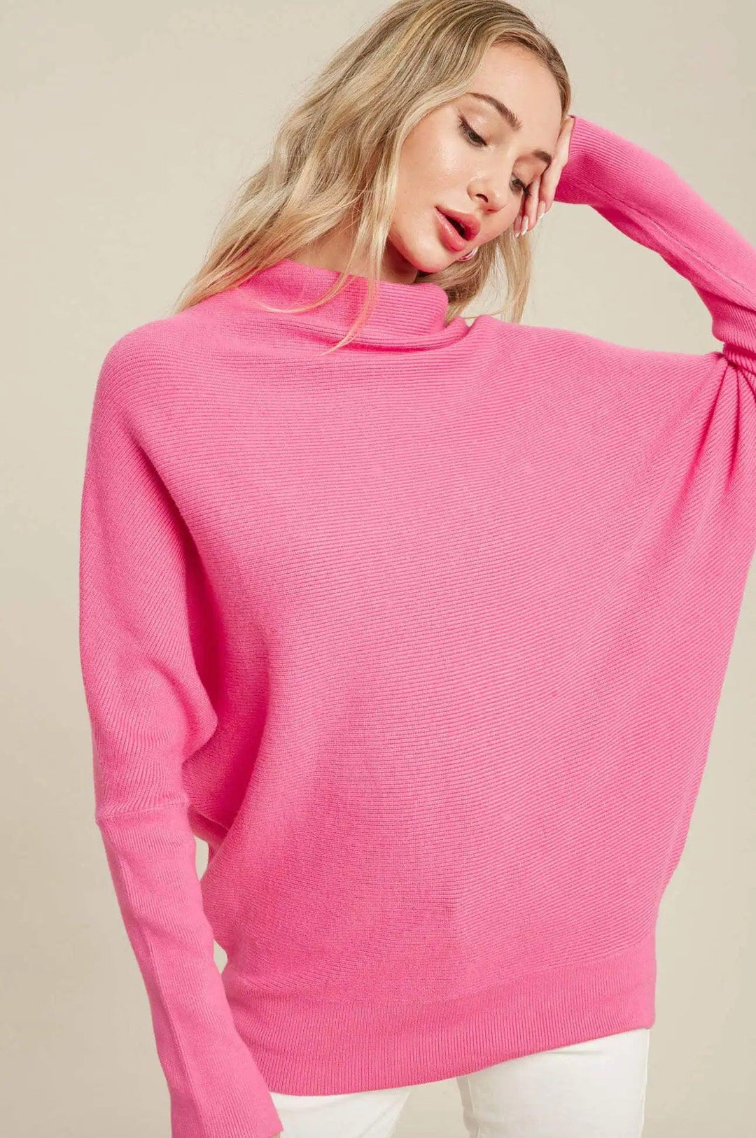 Dames Sweater Slouch Neck Dolman Mouw 1