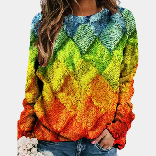 Dames Sweater met Kleurrijk Ontwerp en Comfortabele Pasvorm 3
