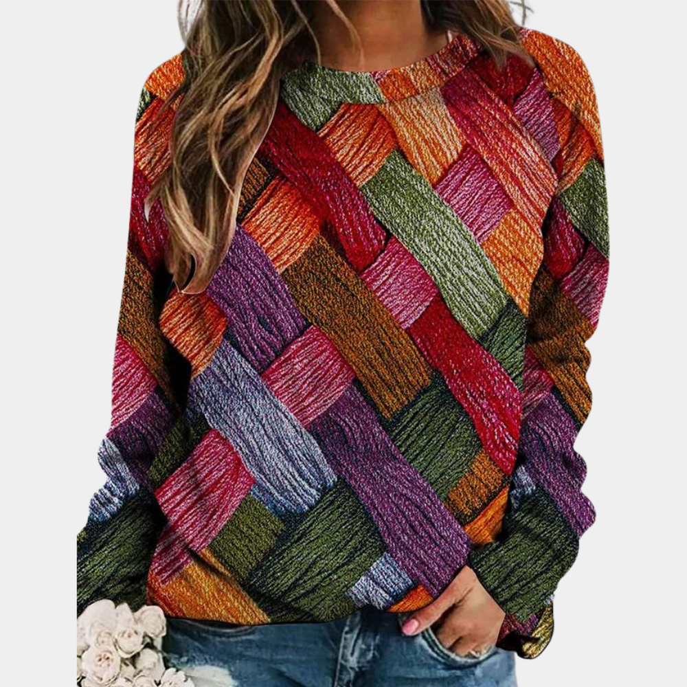 Dames Sweater met Kleurrijk Ontwerp en Comfortabele Pasvorm 4