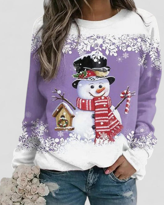 Dames Sweatshirt met Lange Mouwen Sneeuwpopprint 5