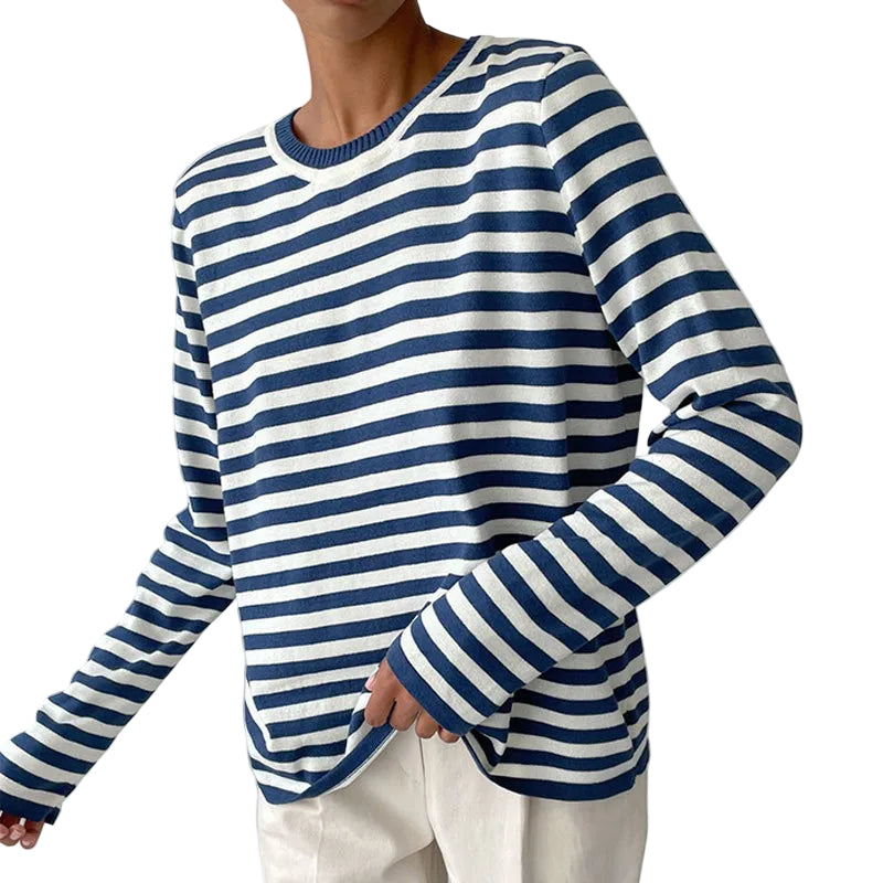 Dames T-shirt Met Strepen Lange Mouwen Voor Herfststijl 0