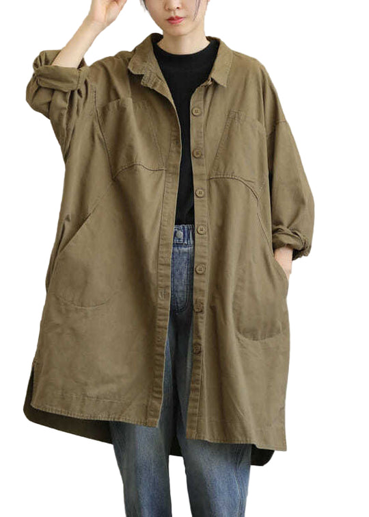 Dames Trenchcoat met PeterPan Kraag Losse Pasvorm 0