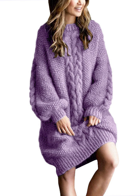 Dames Trui-Jurk Gebreid Roze 1