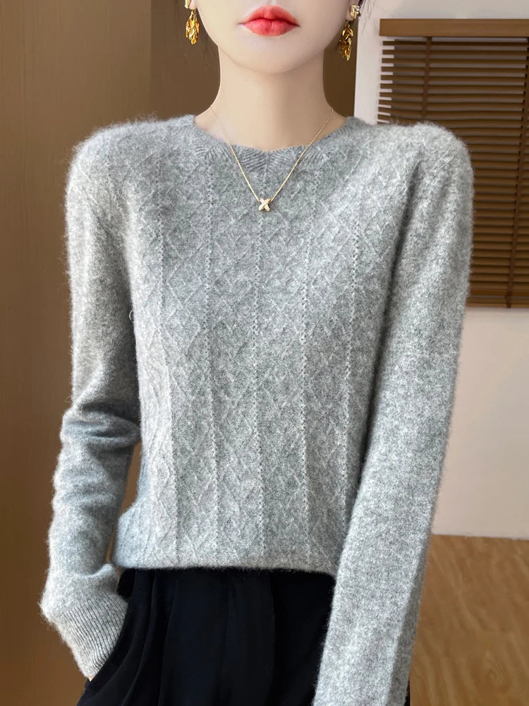 Dames Trui O-hals Gebreid van 100% Merino Wol voor Casual en Formele Gelegenheden 3
