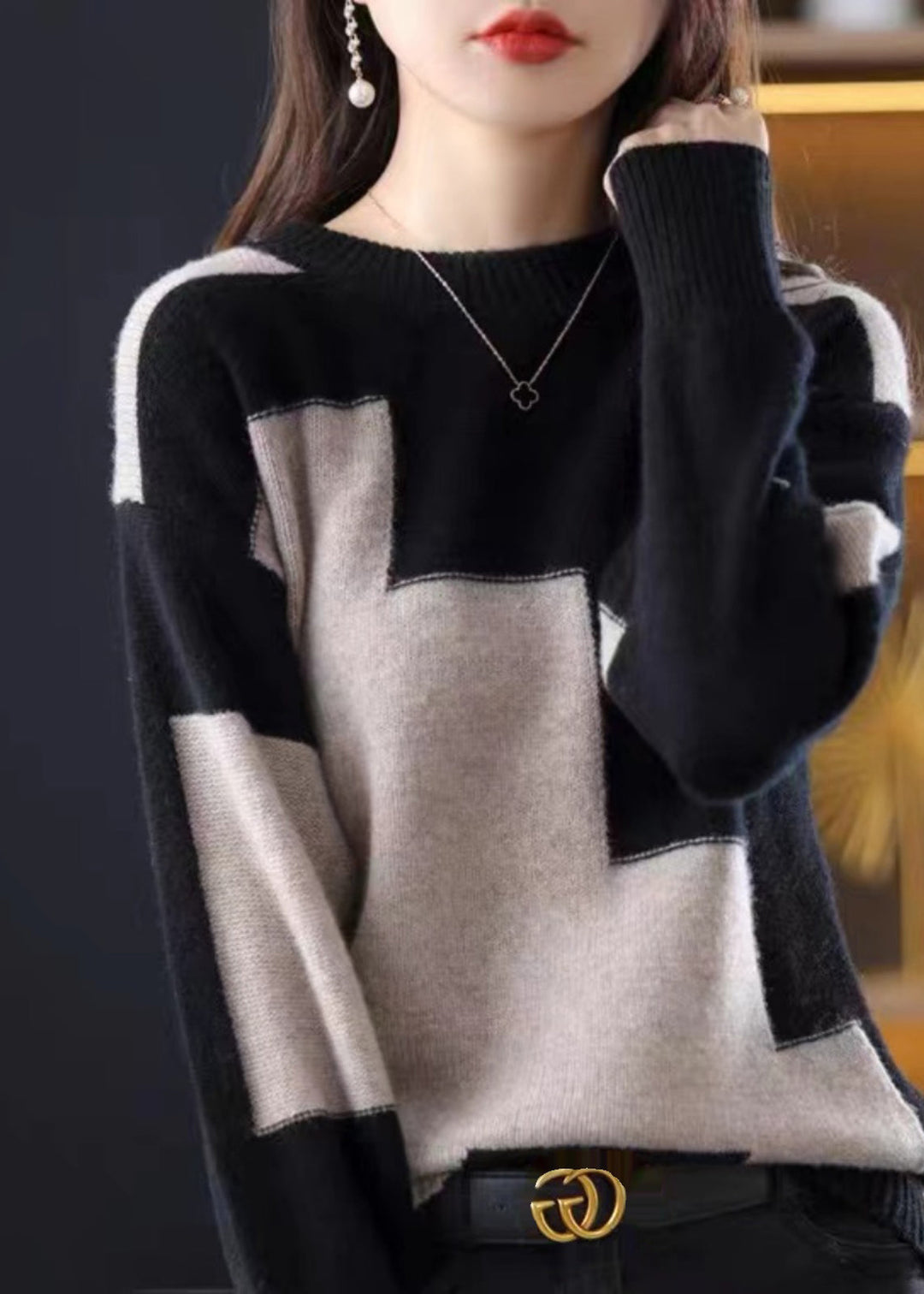 Dames Trui O-hals Patchwork Casual Stijl 3