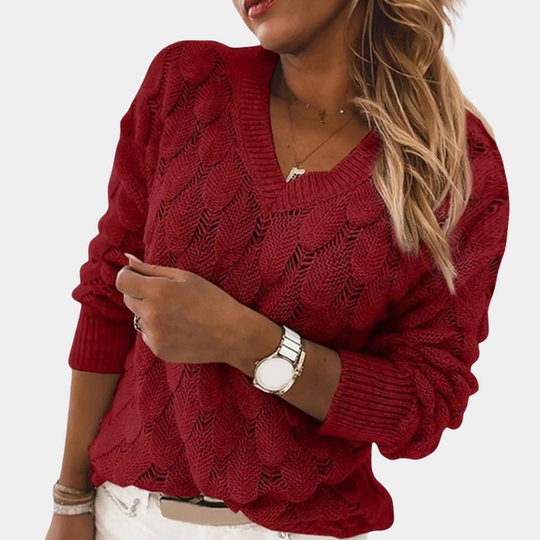 Dames Trui V-hals Gebreid Comfortabel Casual 4
