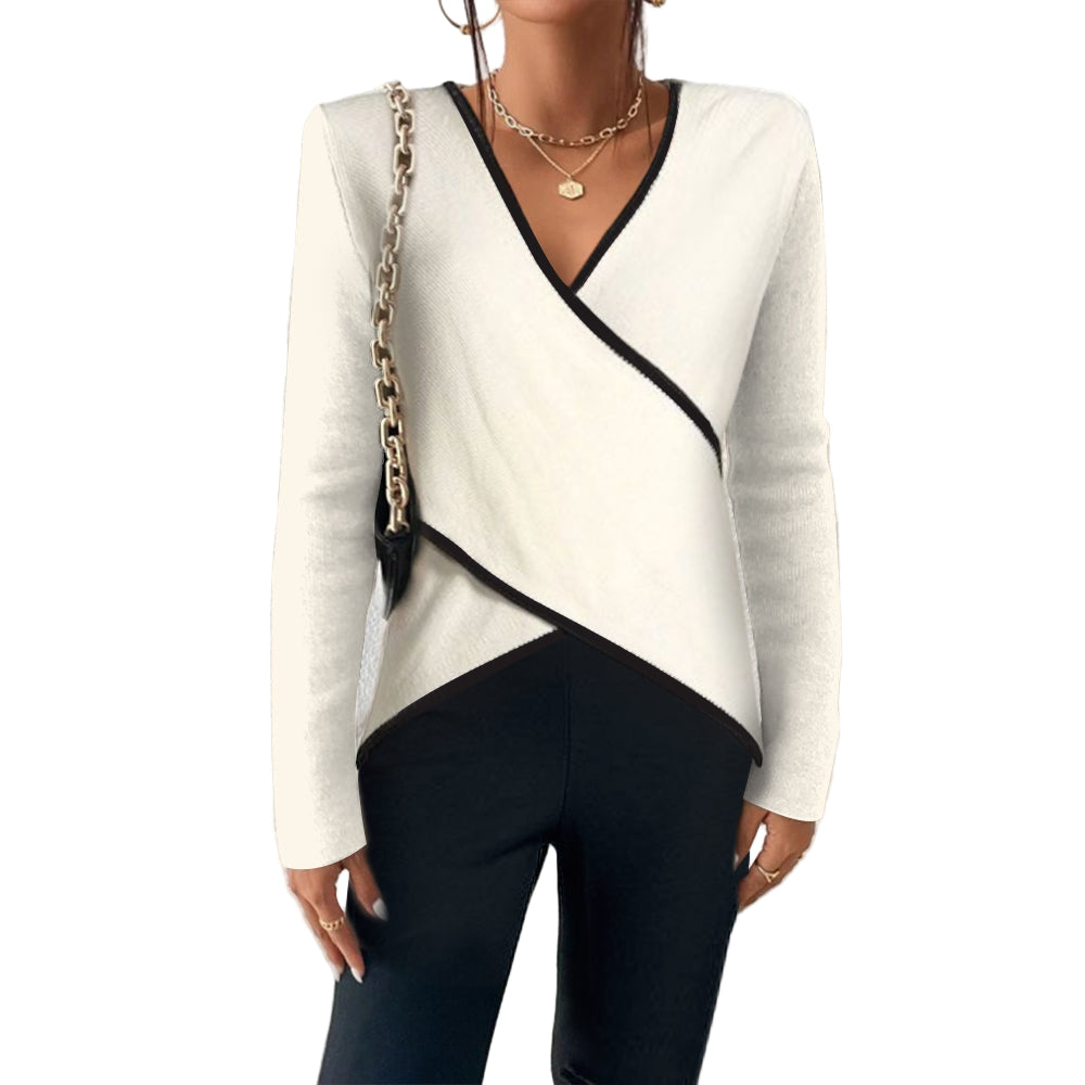 Dames V-Ausschnitt Pullover Warme Zachte Trui Casual en Chic 0