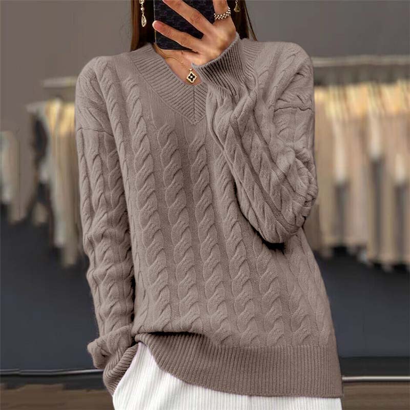 Dames V-hals Gebreide Trui Casual Stijl 4