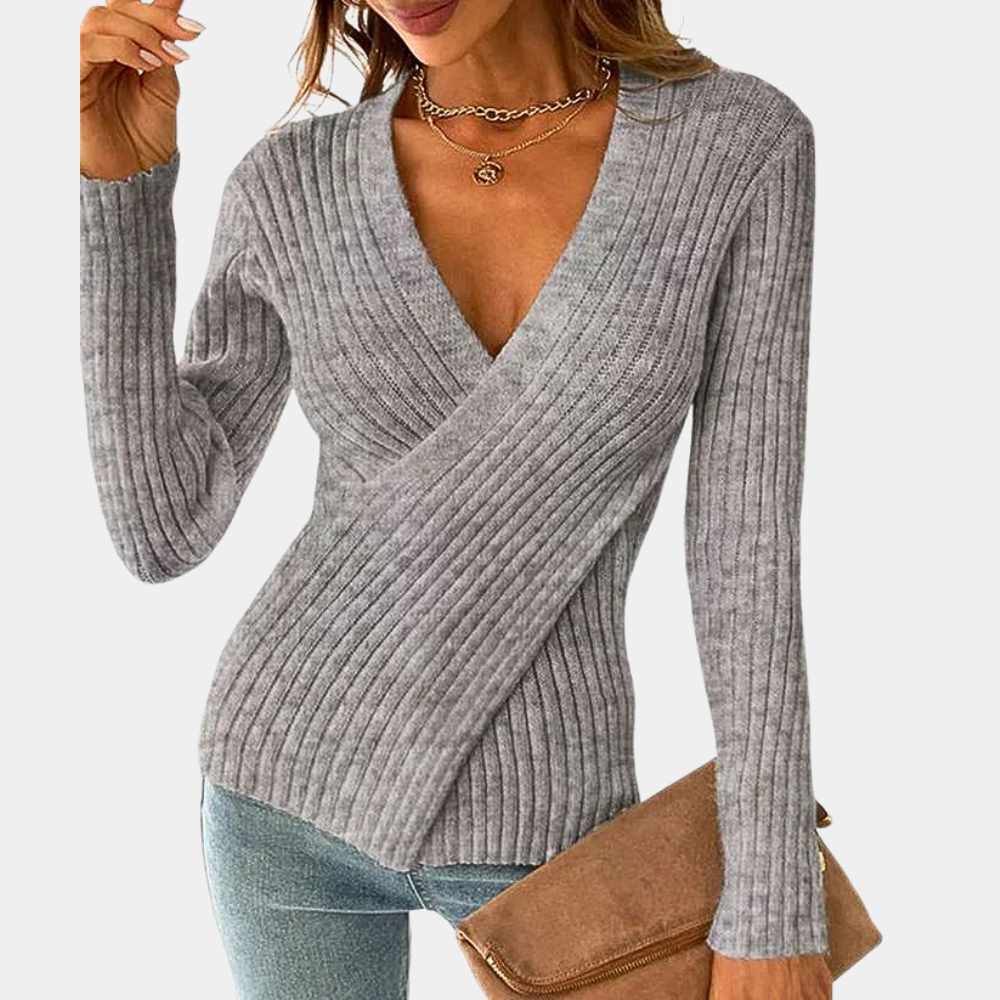 Dames V-hals Trui Met Criss-Cross Details Casual Chic 1