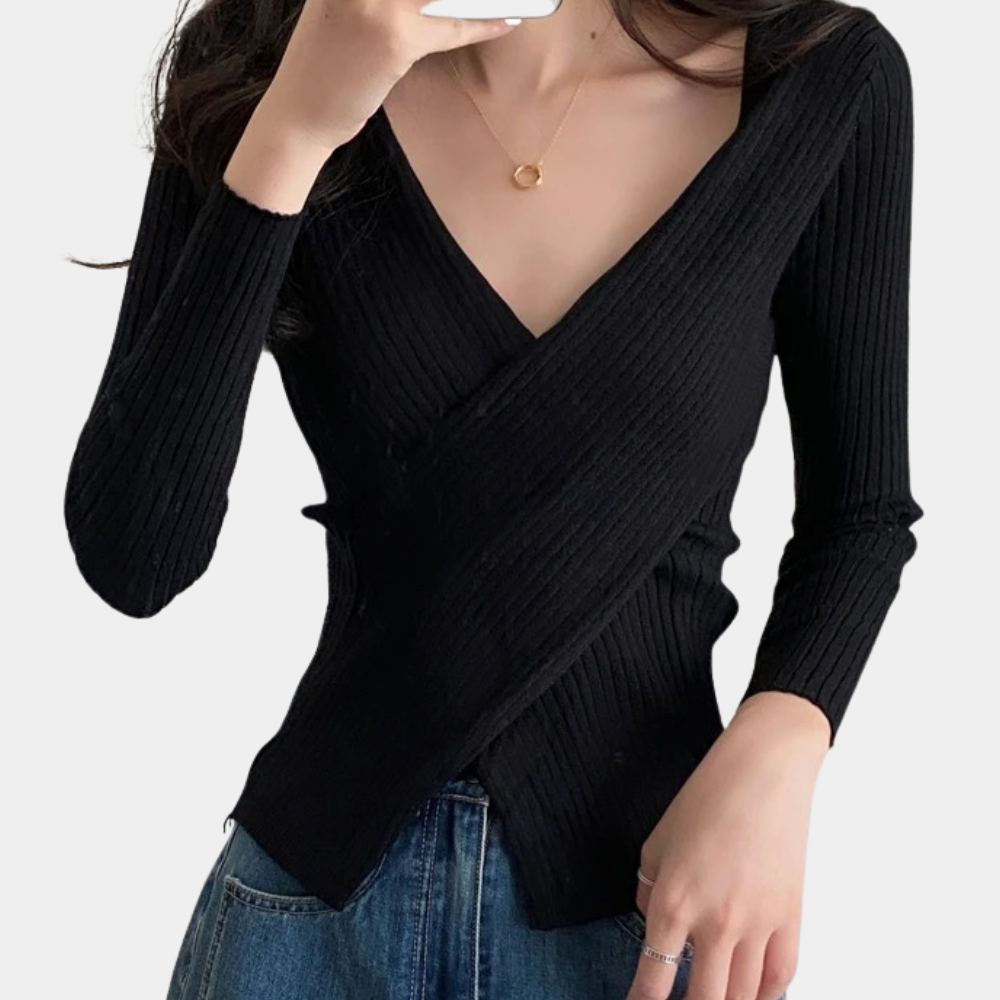 Dames V-hals Trui Met Criss-Cross Details Casual Chic 7
