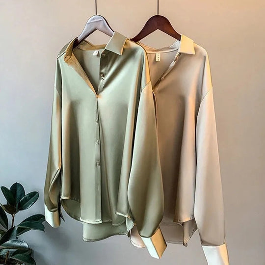 Dames Vintage Blouse met Zijden Overhemdstijl 2