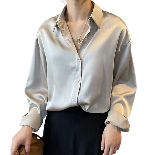 Dames Vintage Blouse met Zijden Overhemdstijl 5