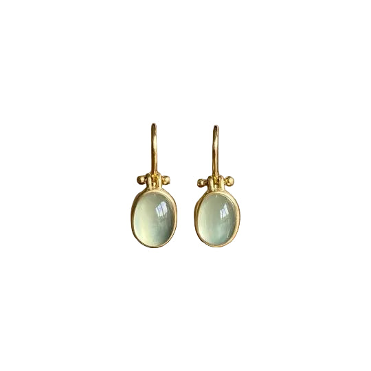 Dames Vintage Oorbellen met Groene Maansteen - Unieke Statement Oorbellen 0