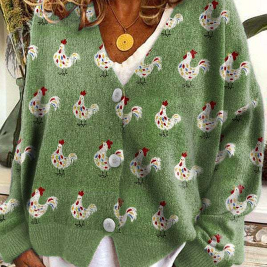 Dames Vintage Sweater met Fåremønster en V-hals 3