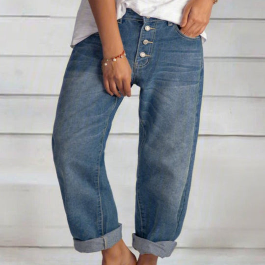 Dames Wijde Jeans Vintage Hoog Taille Denim 1
