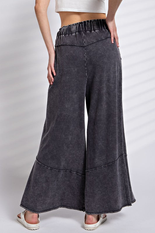 Dames Wijde Pantalon van Terry Knit in Mineral Wash 2