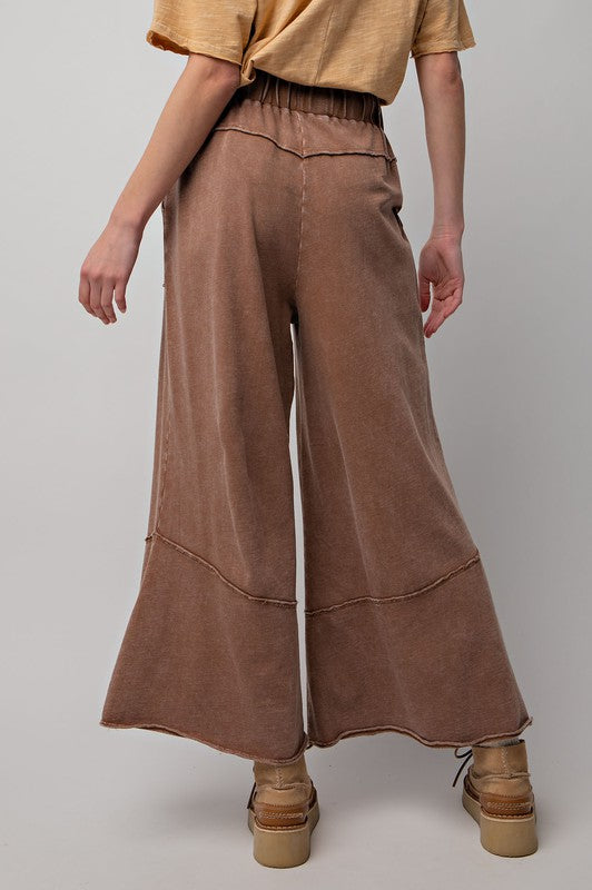 Dames Wijde Pantalon van Terry Knit in Mineral Wash 3