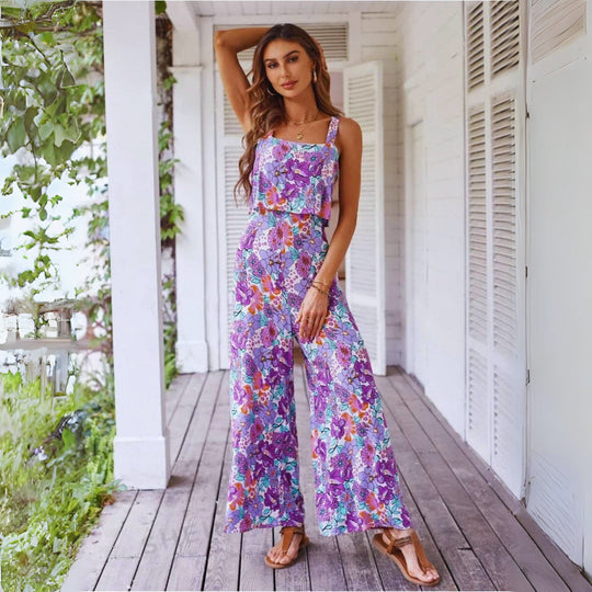 Dames Zomer Romper Mouwloos Bloemenprint 2