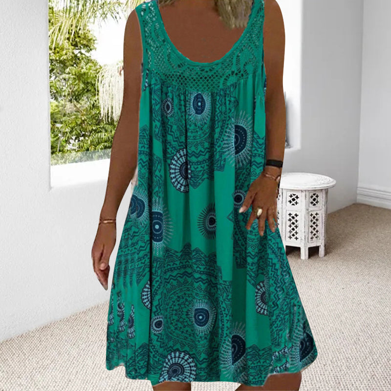Dames Zomerjurk Mouwloos Speelse Print 6