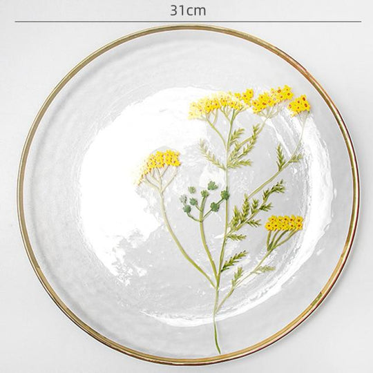 Decoratief Glasbord Bloemenprint Gouden Rand 4