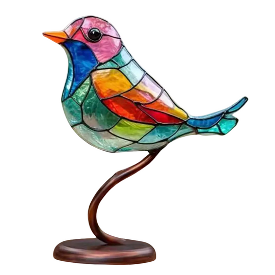 Decoratieve Sculptuur van Kleurrijke Vogels op Tak 0