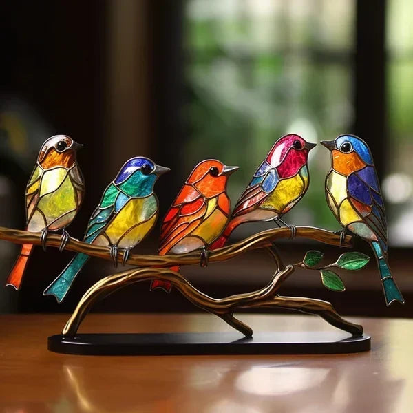 Decoratieve Vogelbeeldjes in Gekleurd Acryl 1
