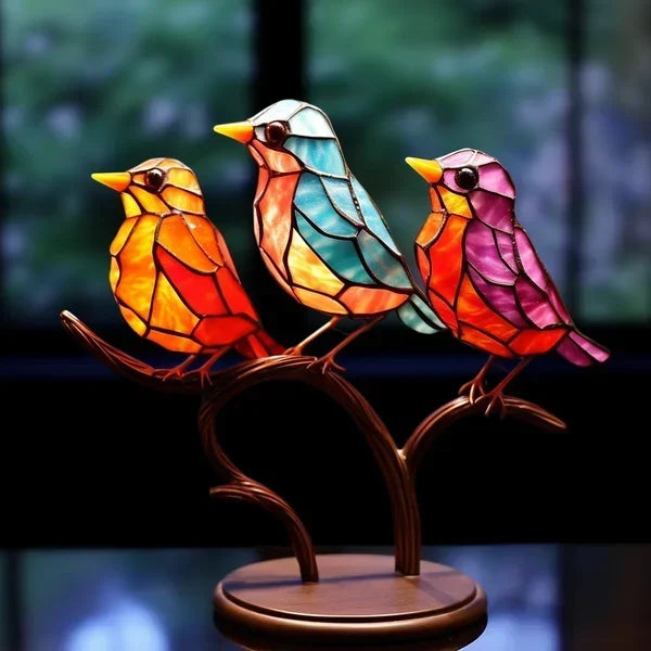 Decoratieve Vogelbeeldjes in Gekleurd Acryl 4