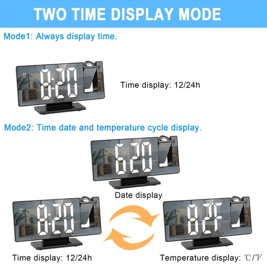 Digitale Wekker met Projectiefunctie en LED-display voor Slaapkamer en Kantoor 2