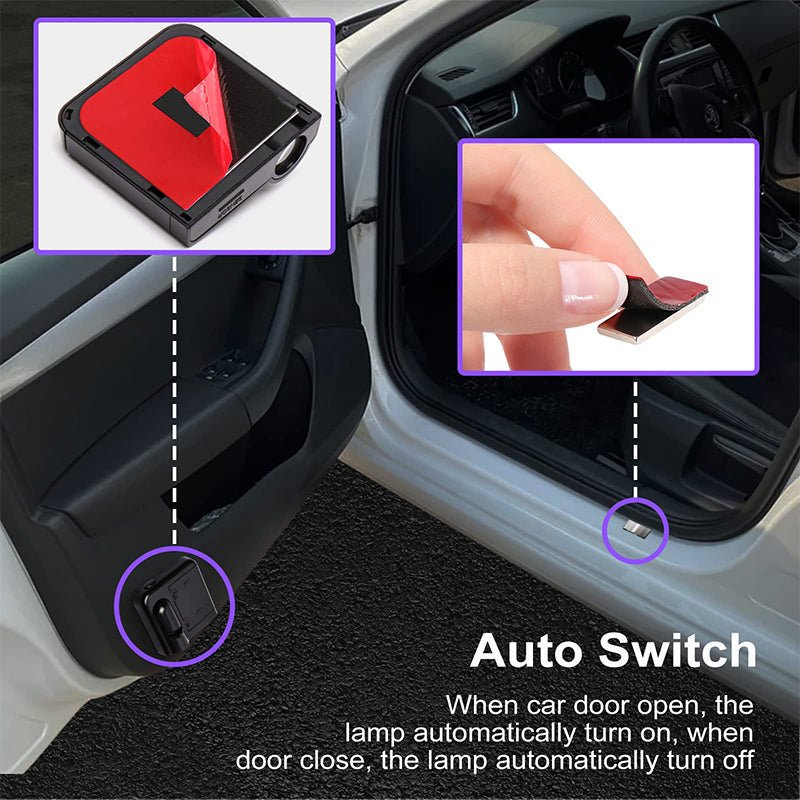 Draadloos Auto Deurlogo Projectorlicht met Automatische Activering 3