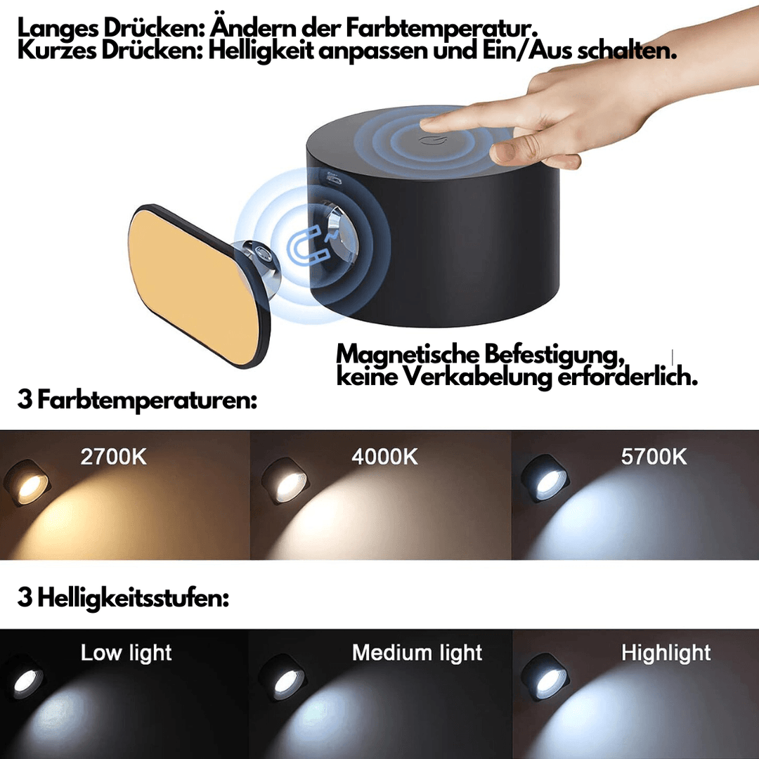 Draadloze Wandlamp 360° Verstelbaar voor Binnen en Buiten Gebruik 6
