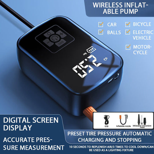 Draagbare Luchtcompressor Digitale Pomp met LED-lamp 3