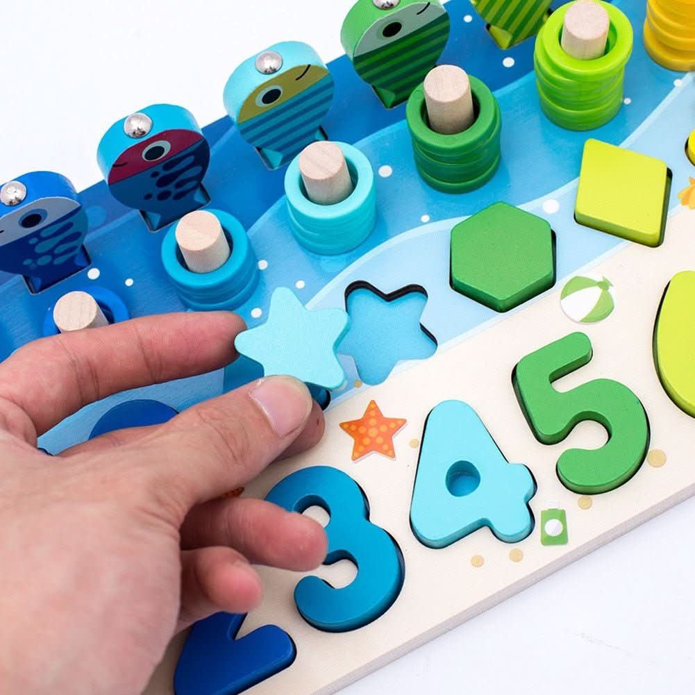 Educatief Houten Spelbord voor Kinderen met Vormen en Cijfers 6