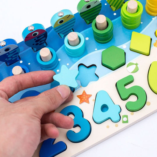 Educatief Houten Spelbord voor Kinderen met Vormen en Cijfers 6