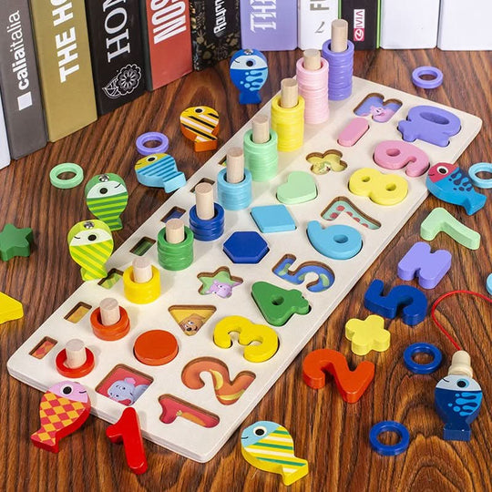 Educatief Houten Spelbord voor Kinderen met Vormen en Cijfers 8