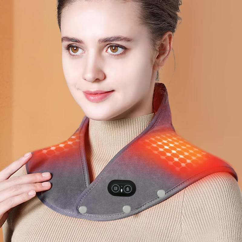 Elektrisch Nek- en Schouderverwarmingskussen met Vibratie 0