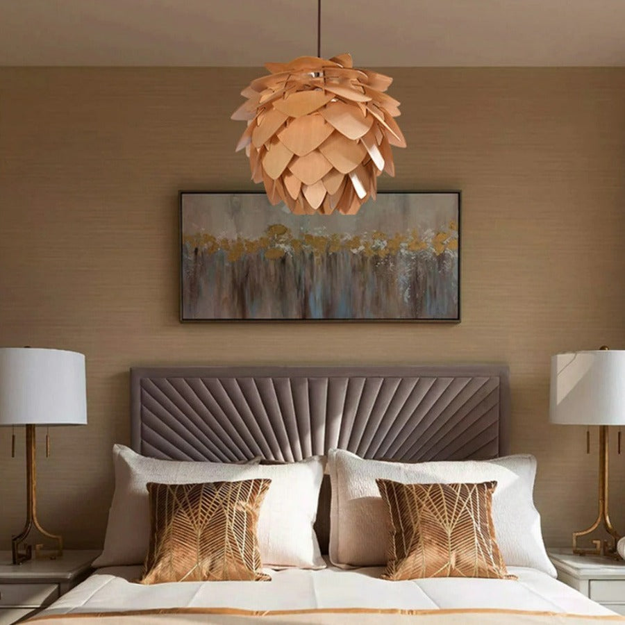 Hanglamp Eettafel Houten Dennenappel Ontwerp voor Woonkamer en Slaapkamer 2