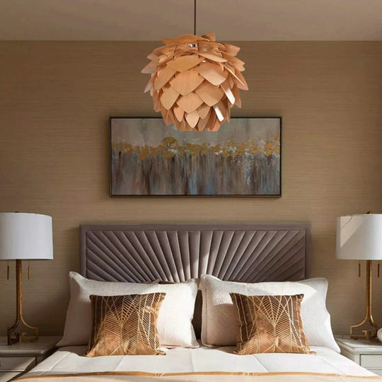 Hanglamp Eettafel Houten Dennenappel Ontwerp voor Woonkamer en Slaapkamer 2