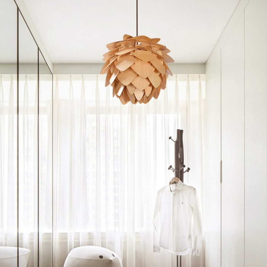 Hanglamp Eettafel Houten Dennenappel Ontwerp voor Woonkamer en Slaapkamer 3