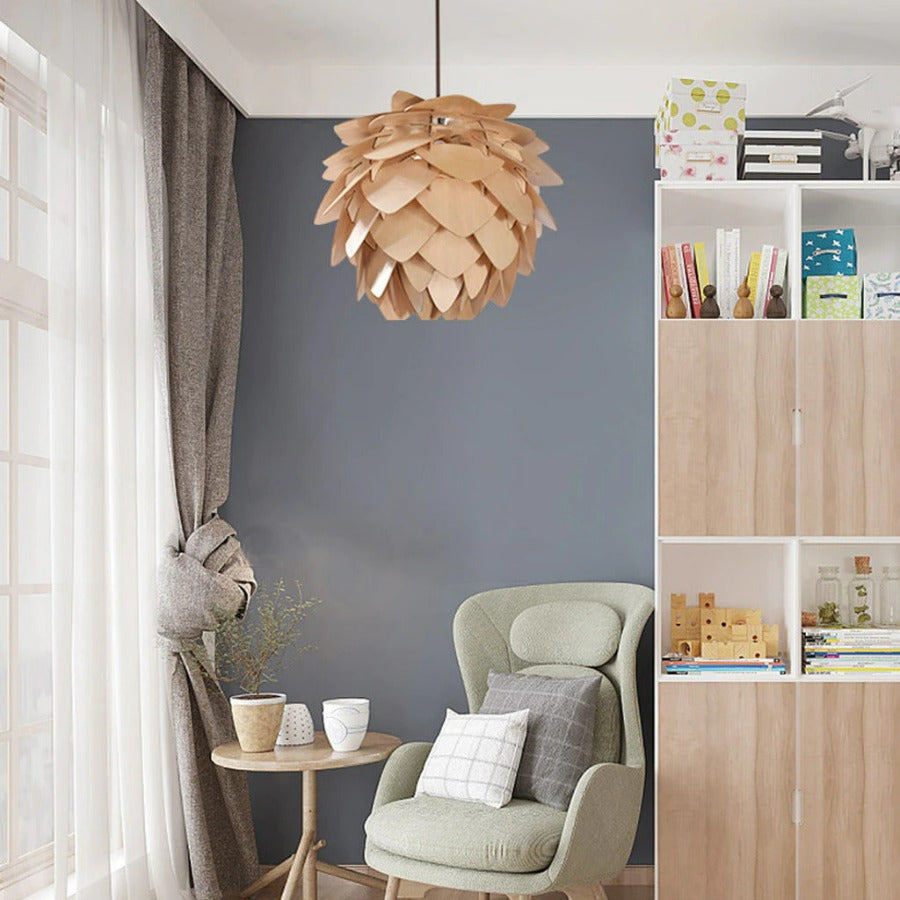 Hanglamp Eettafel Houten Dennenappel Ontwerp voor Woonkamer en Slaapkamer 4