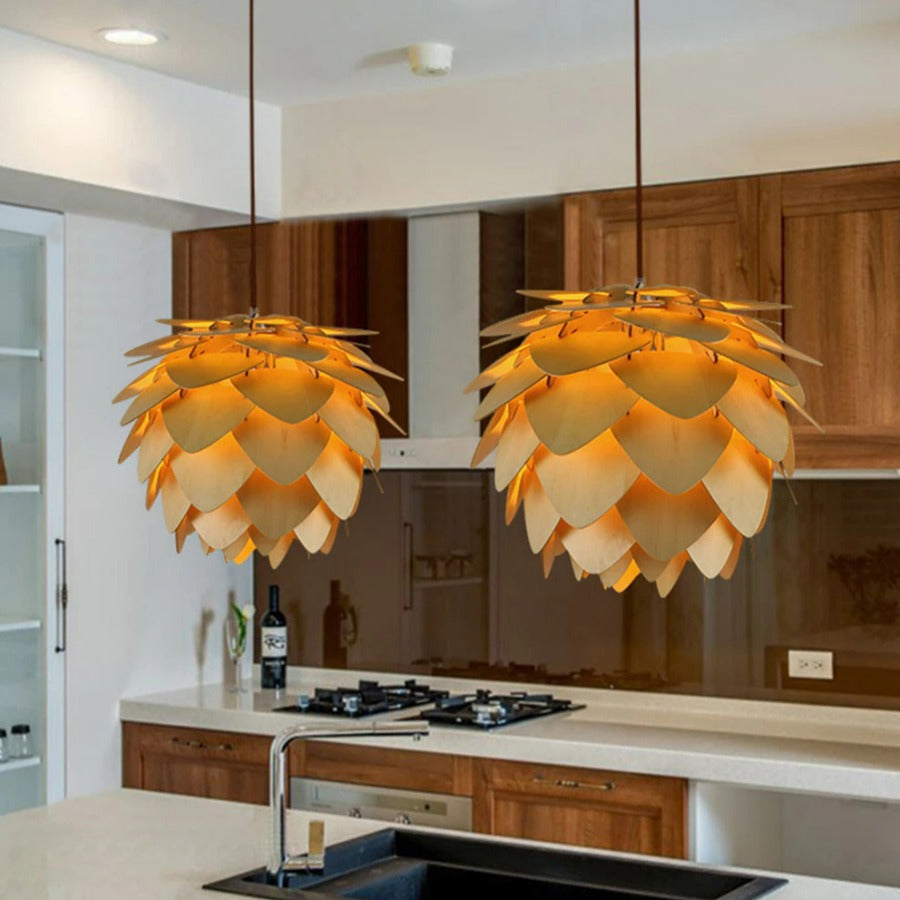 Hanglamp Eettafel Houten Dennenappel Ontwerp voor Woonkamer en Slaapkamer 7