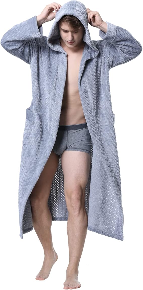 Heren Badjas met Capuchon Comfortabel en Diepe Zakken 12