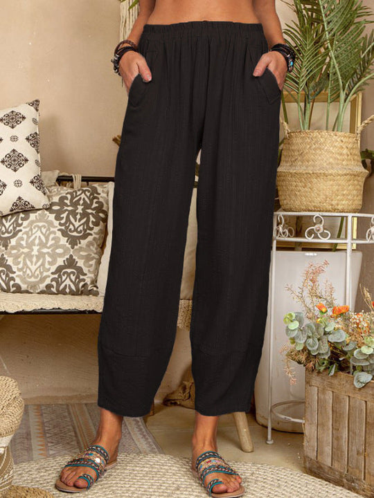 Heren Broek Casual Losse Katoen Linnen 10
