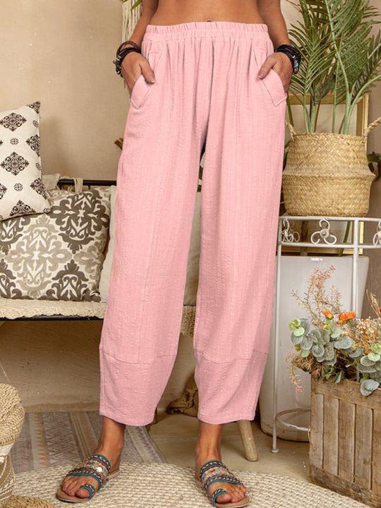Heren Broek Casual Losse Katoen Linnen 11