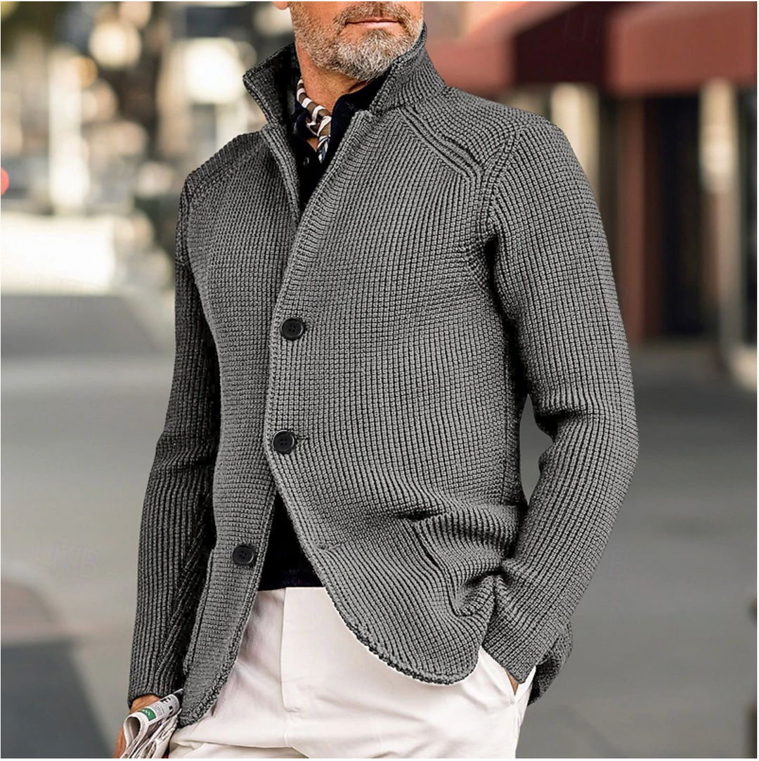 Heren Cardigan Gebreid Met Hoge Kraag - Casual En Semi-Formeel Stijl 5