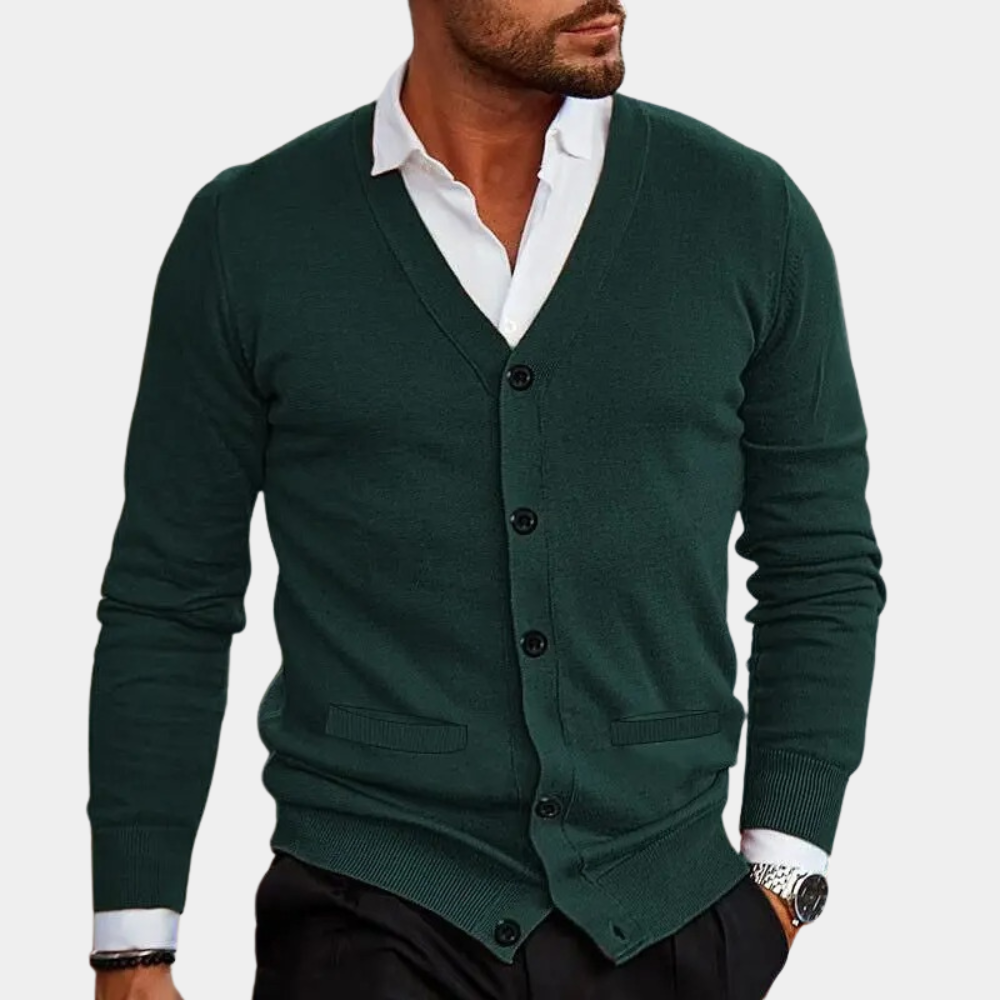 Heren Cardigan V-hals Met Knoopsluiting 1