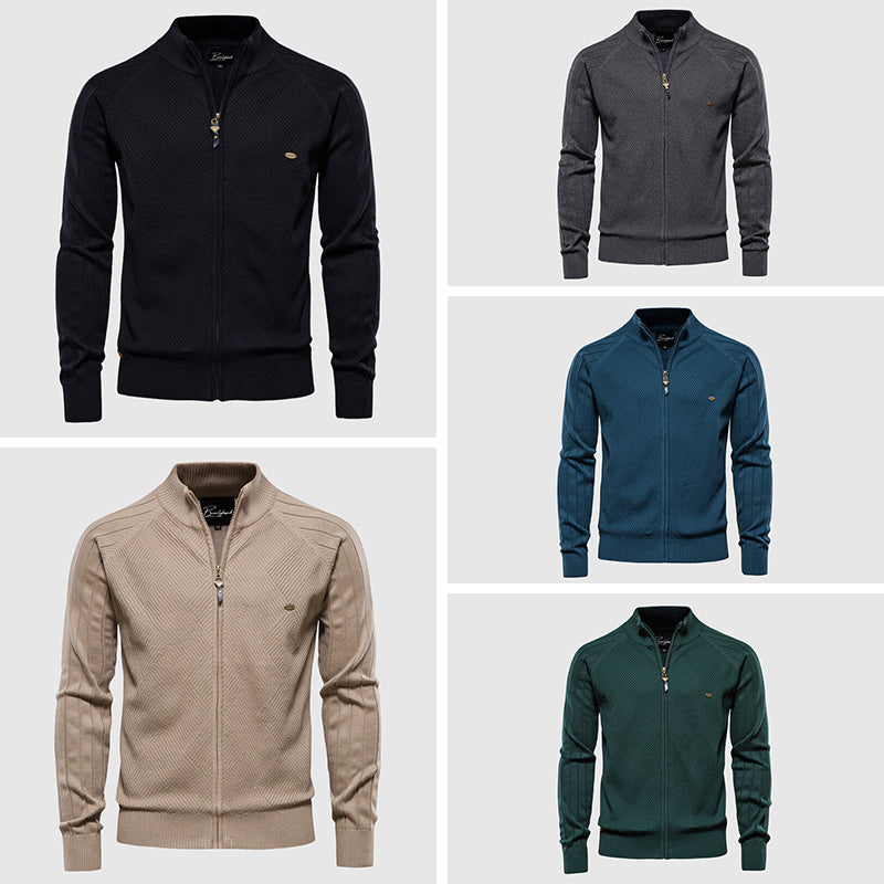 Heren Cardigan Zip-Up Met Geribbelde Textuur voor Casual en Semi-Formele Stijl 6