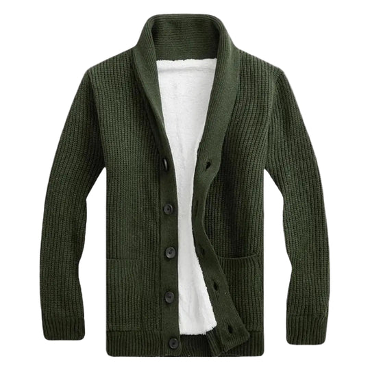 Heren Cardigan met Sjalkraag en Ribbelstructuur voor Comfortabele Stijl 0