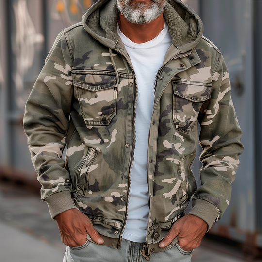 Heren Cargojack Camouflage Met Capuchon Trendy Casual Stijl 3